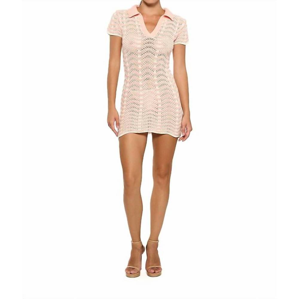 NEW BANANHOT coco mini dress in knitted pink stripes
